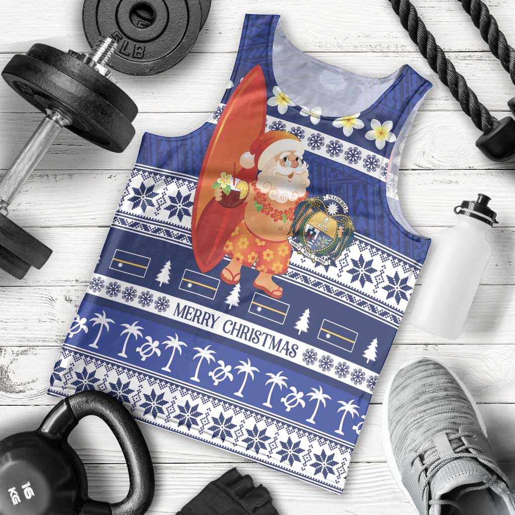 Nauru Christmas Men Tank Top Cute Santa Coat Of Arms Merry Xmas - Polynesian Pride