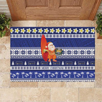 Nauru Christmas Rubber Doormat Cute Santa Coat Of Arms Merry Xmas - Polynesian Pride