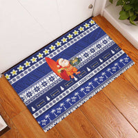 Nauru Christmas Rubber Doormat Cute Santa Coat Of Arms Merry Xmas - Polynesian Pride