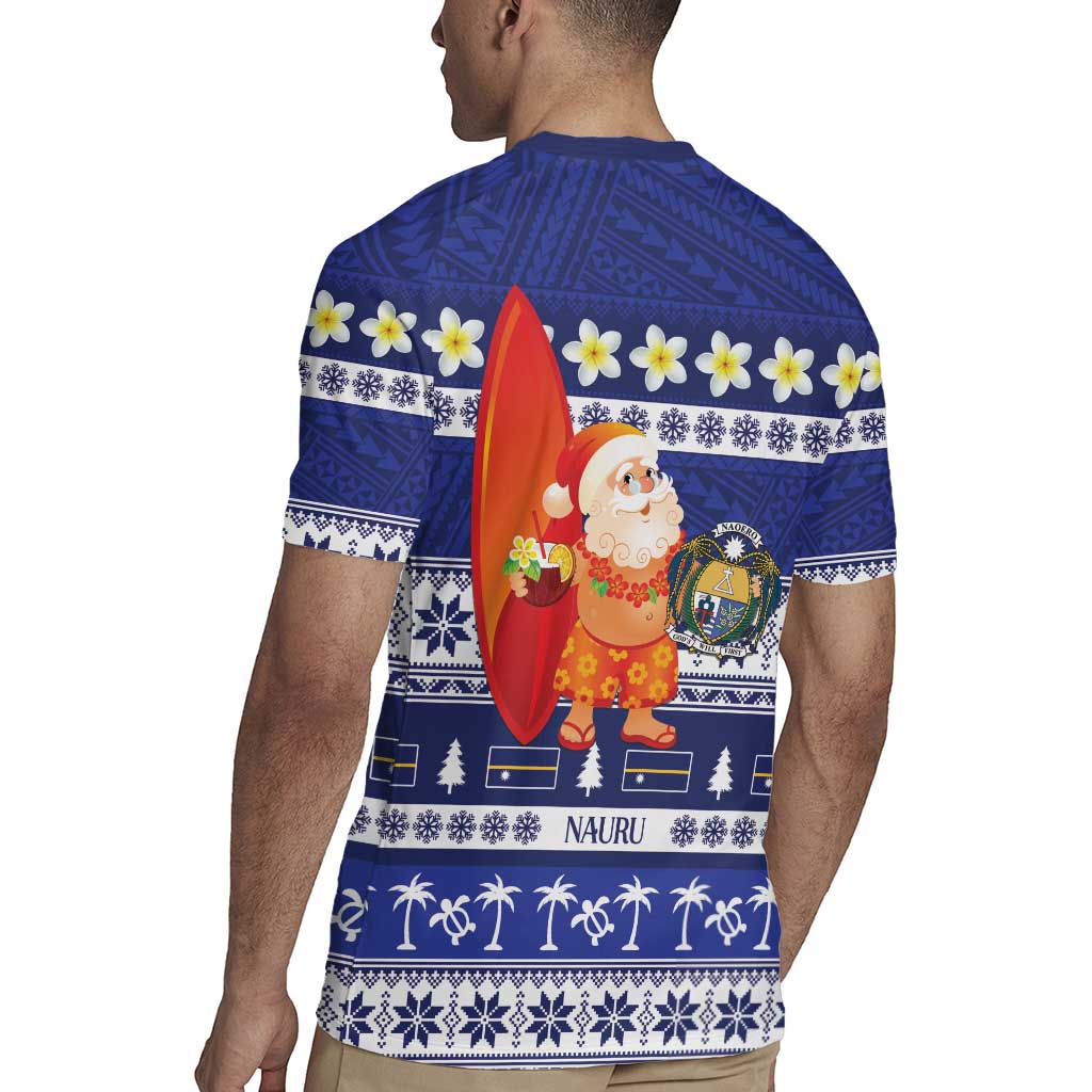 Nauru Christmas Rugby Jersey Cute Santa Coat Of Arms Merry Xmas - Polynesian Pride