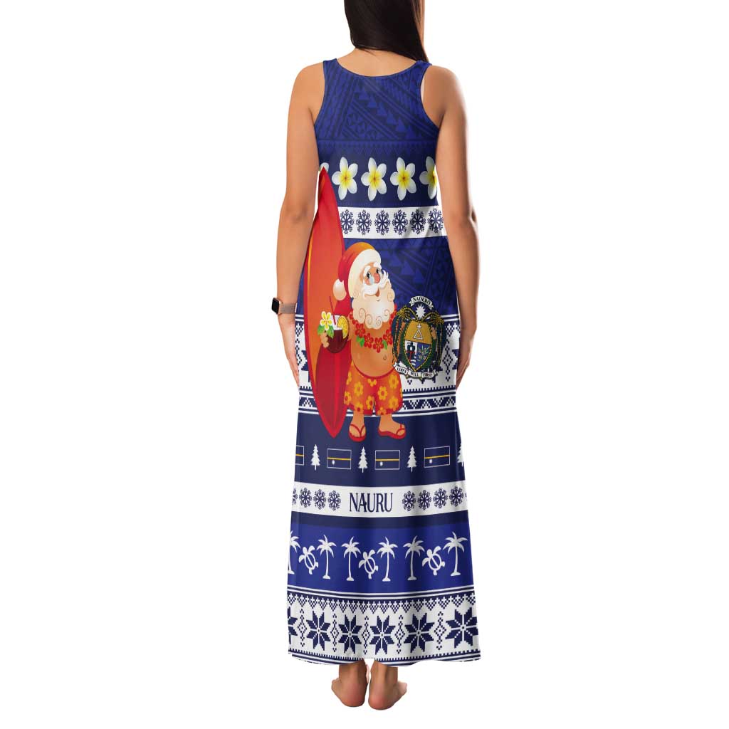 Nauru Christmas Tank Maxi Dress Cute Santa Coat Of Arms Merry Xmas - Polynesian Pride