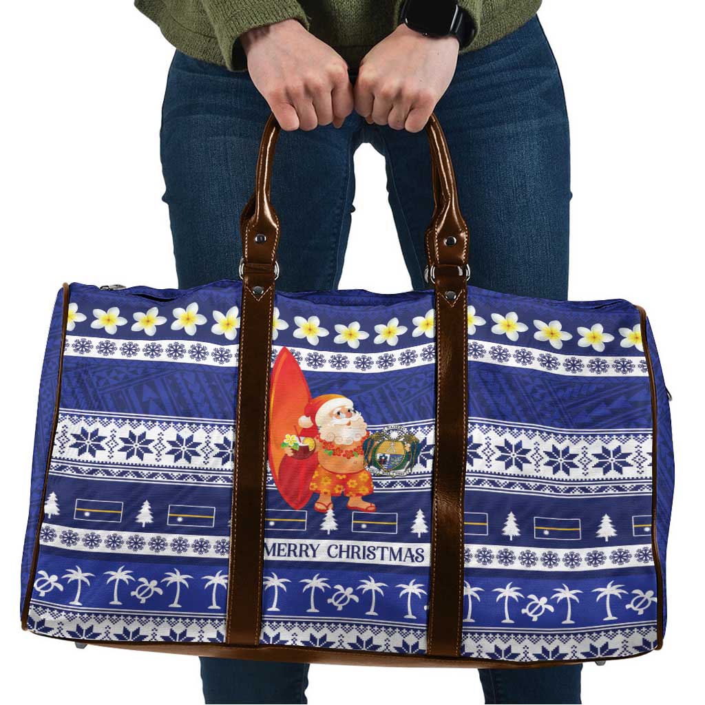 Nauru Christmas Travel Bag Cute Santa Coat Of Arms Merry Xmas - Polynesian Pride