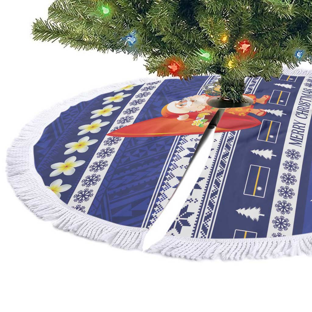 Nauru Christmas Tree Skirt Cute Santa Coat Of Arms Merry Xmas - Polynesian Pride