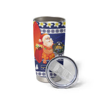 Nauru Christmas Tumbler Cup Cute Santa Coat Of Arms Merry Xmas - Polynesian Pride