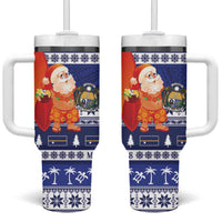 Nauru Christmas Tumbler With Handle Cute Santa Coat Of Arms Merry Xmas - Polynesian Pride
