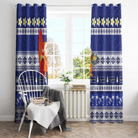 Nauru Christmas Window Curtain Cute Santa Coat Of Arms Merry Xmas - Polynesian Pride