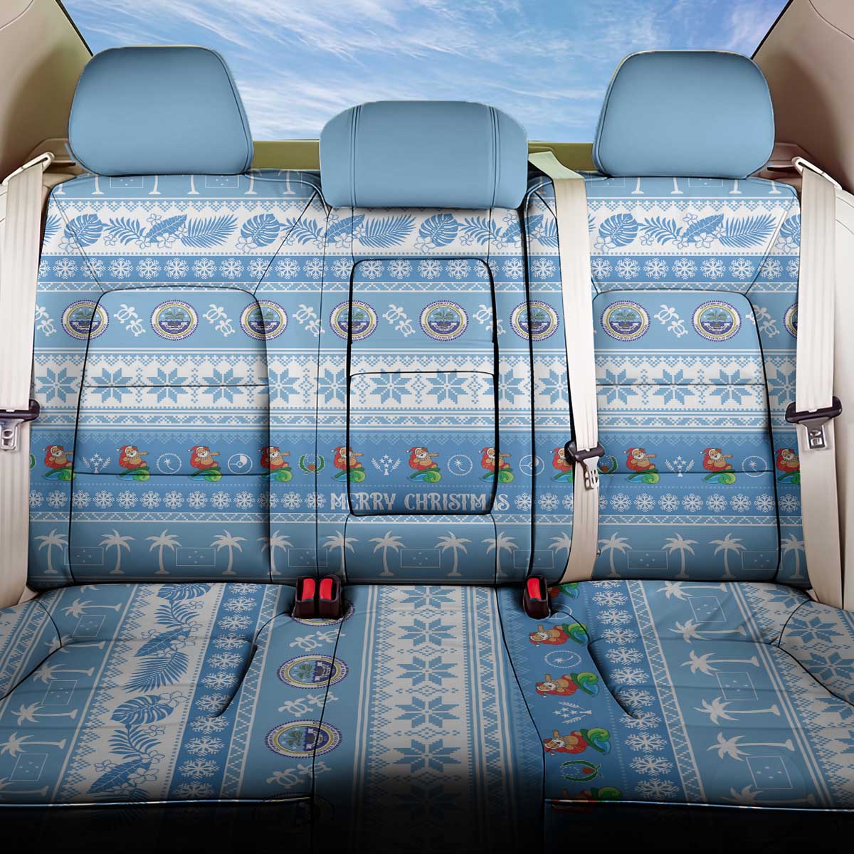 FSM Christmas Back Car Seat Cover Merry Xmas Federated States of Micronesia - Polynesian Pride