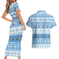 FSM Christmas Couples Matching Short Sleeve Bodycon Dress and Hawaiian Shirt Merry Xmas Federated States of Micronesia - Polynesian Pride