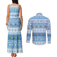 FSM Christmas Couples Matching Tank Maxi Dress and Long Sleeve Button Shirt Merry Xmas Federated States of Micronesia - Polynesian Pride