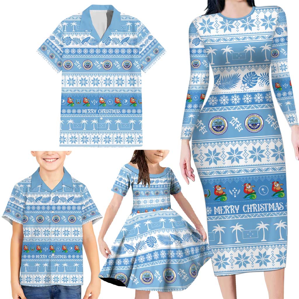 FSM Christmas Family Matching Long Sleeve Bodycon Dress and Hawaiian Shirt Merry Xmas Federated States of Micronesia - Polynesian Pride