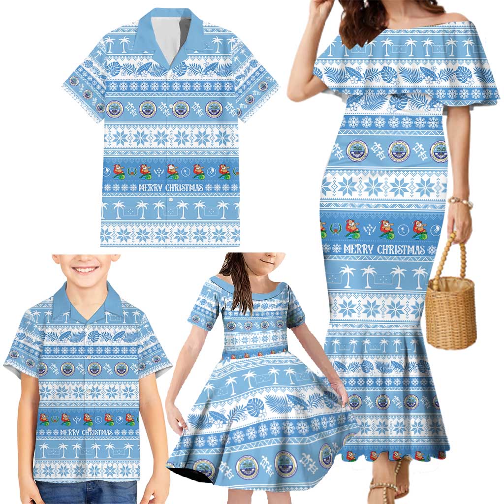 FSM Christmas Family Matching Mermaid Dress and Hawaiian Shirt Merry Xmas Federated States of Micronesia - Polynesian Pride