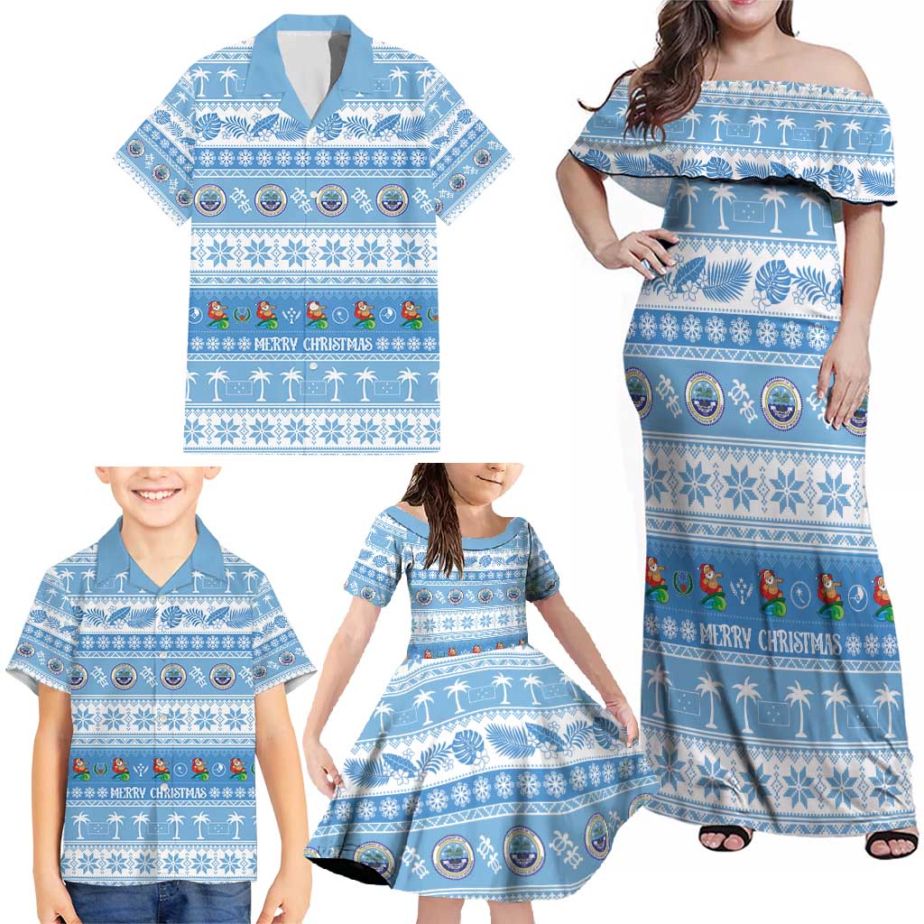 FSM Christmas Family Matching Off Shoulder Maxi Dress and Hawaiian Shirt Merry Xmas Federated States of Micronesia - Polynesian Pride