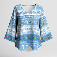 FSM Christmas Kimono Sleeve Blouse Merry Xmas Federated States of Micronesia - Polynesian Pride