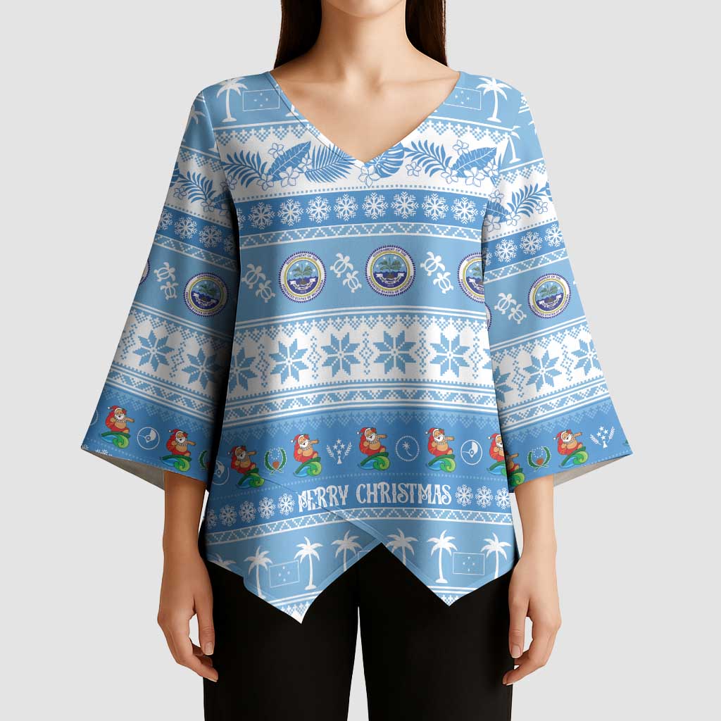 FSM Christmas Kimono Sleeve Blouse Merry Xmas Federated States of Micronesia - Polynesian Pride