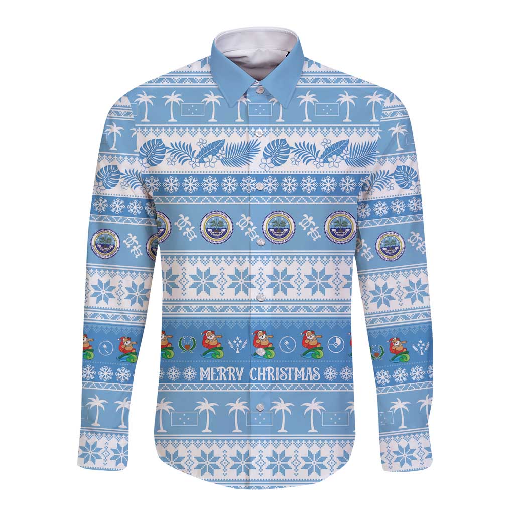 FSM Christmas Long Sleeve Button Shirt Merry Xmas Federated States of Micronesia - Polynesian Pride