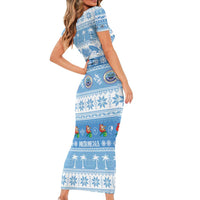 FSM Christmas Short Sleeve Bodycon Dress Merry Xmas Federated States of Micronesia - Polynesian Pride
