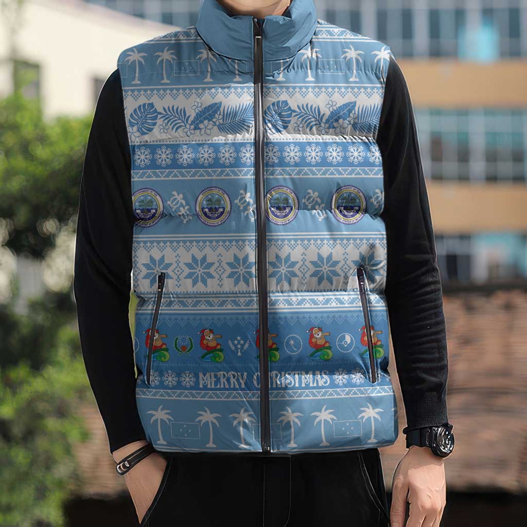 FSM Christmas Sleeveless Puffer Jacket Merry Xmas Federated States of Micronesia - Polynesian Pride
