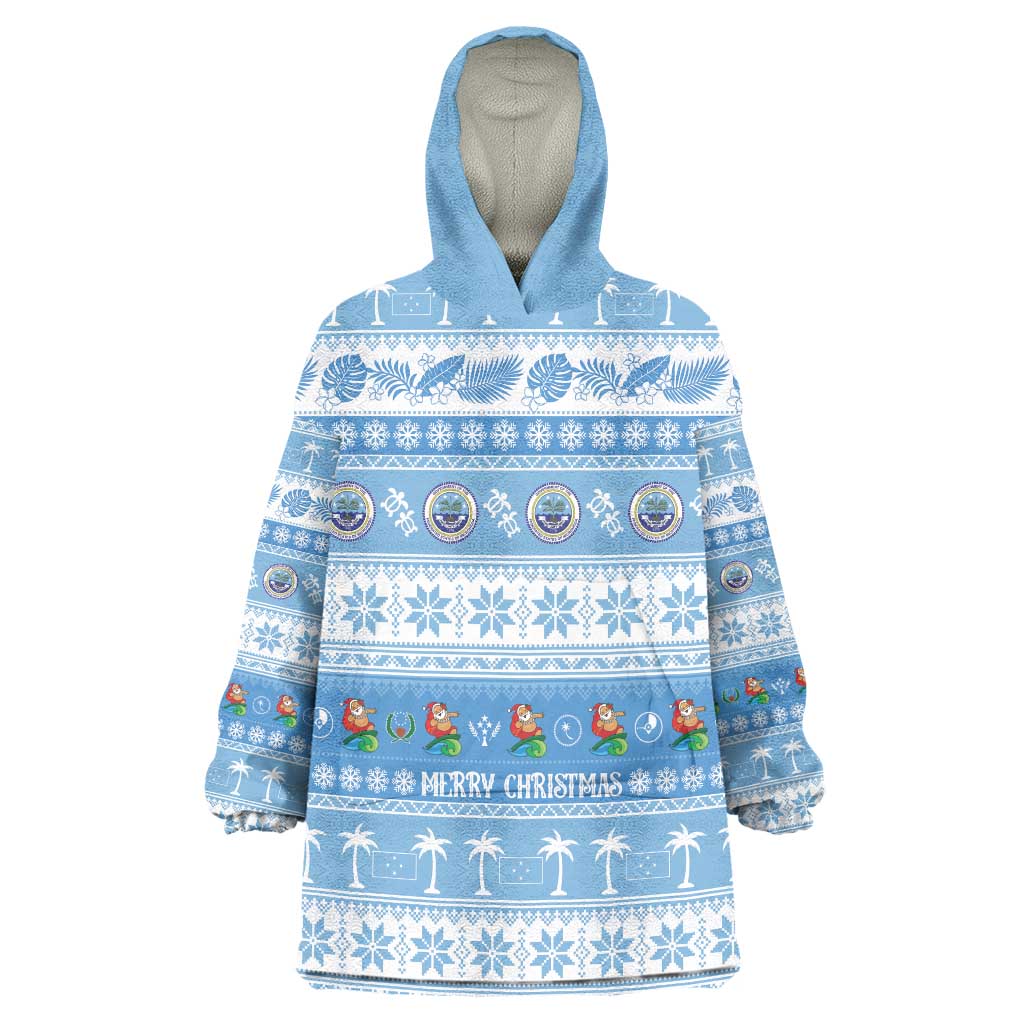 FSM Christmas Wearable Blanket Hoodie Merry Xmas Federated States of Micronesia - Polynesian Pride