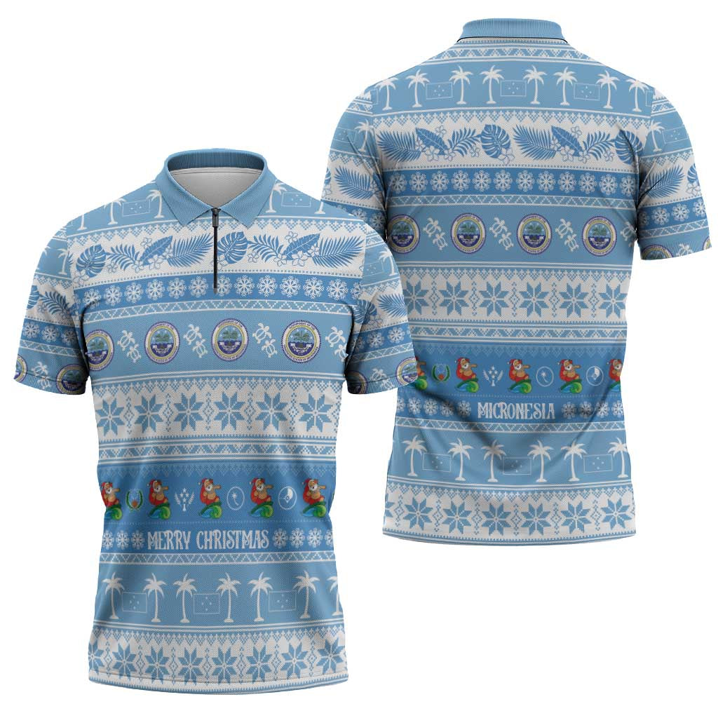 FSM Christmas Zipper Polo Shirt Merry Xmas Federated States of Micronesia - Polynesian Pride