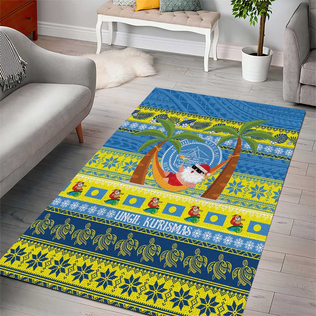 Palau Christmas Area Rug Chilling Santa Ungil Kurismas - Polynesian Pride