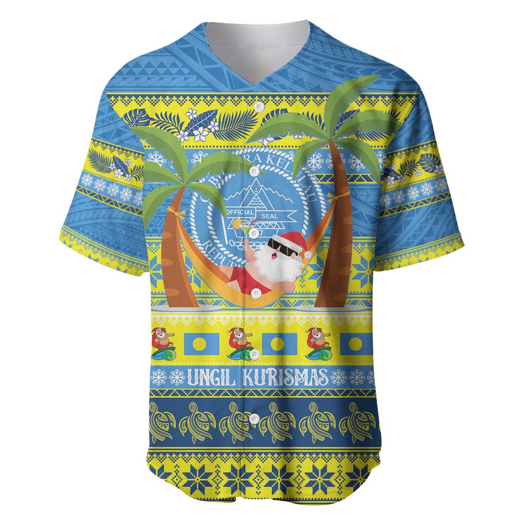 Palau Christmas Baseball Jersey Chilling Santa Ungil Kurismas - Polynesian Pride