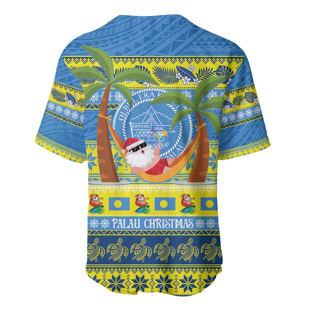 Palau Christmas Baseball Jersey Chilling Santa Ungil Kurismas - Polynesian Pride
