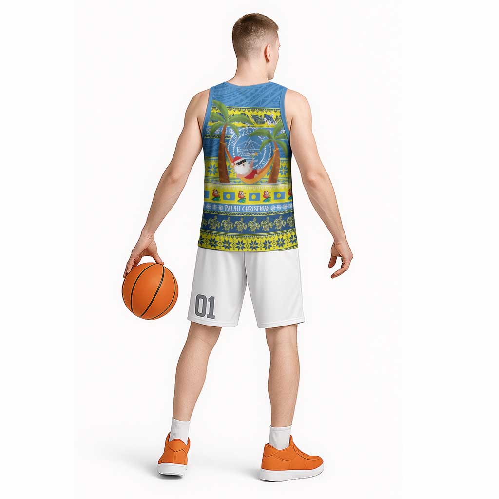 Palau Christmas Basketball Jersey Chilling Santa Ungil Kurismas - Polynesian Pride