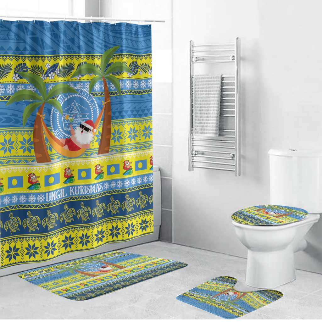 Palau Christmas Bathroom Set Chilling Santa Ungil Kurismas - Polynesian Pride
