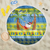 Palau Christmas Beach Blanket Chilling Santa Ungil Kurismas - Polynesian Pride