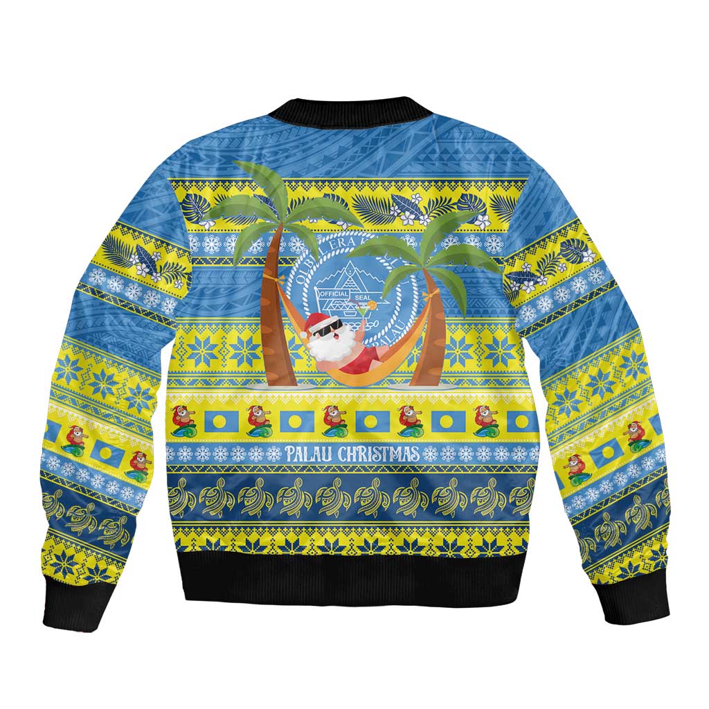 Palau Christmas Bomber Jacket Chilling Santa Ungil Kurismas - Polynesian Pride