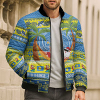 Palau Christmas Bomber Puffer Jacket Chilling Santa Ungil Kurismas - Polynesian Pride