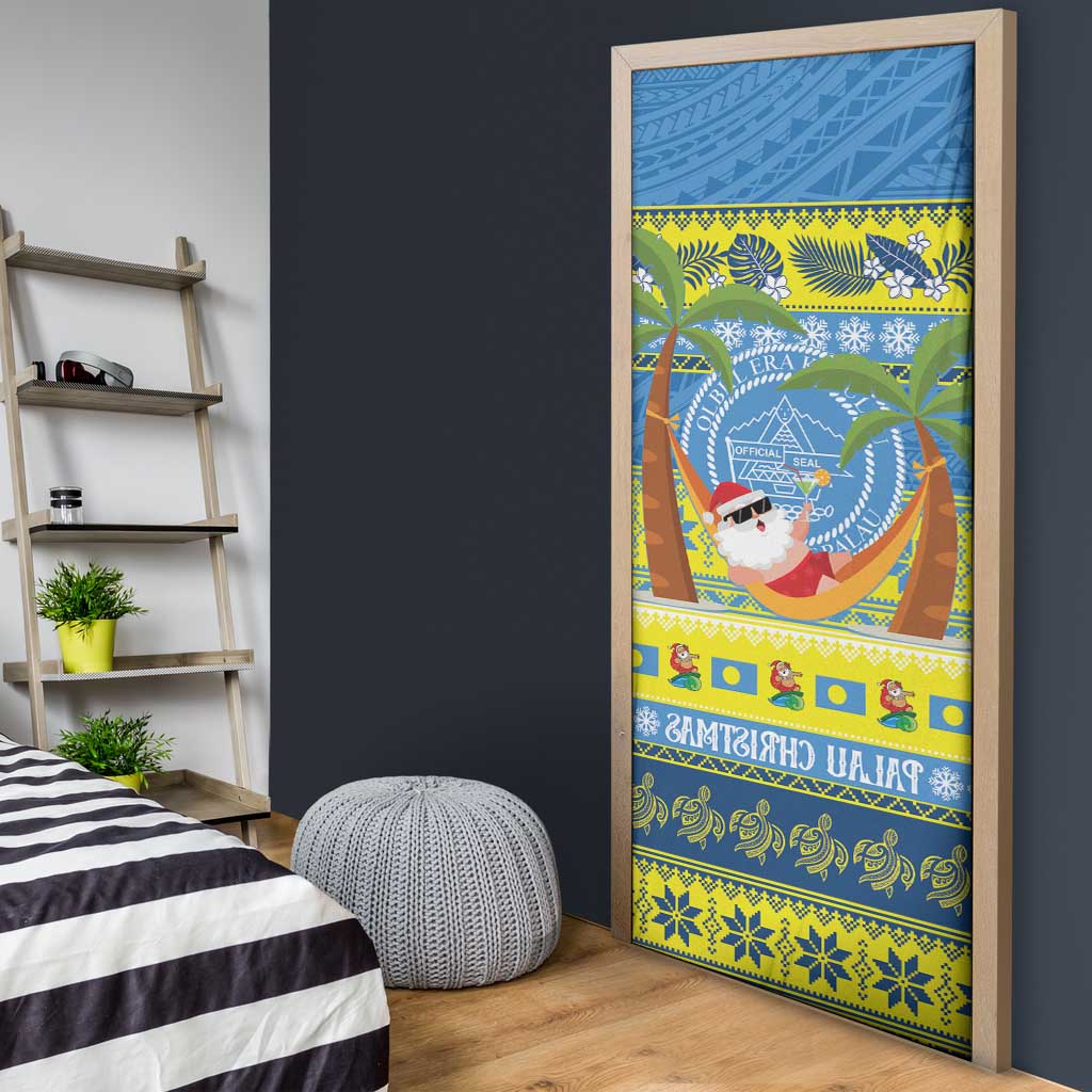 Palau Christmas Door Cover Chilling Santa Ungil Kurismas - Polynesian Pride
