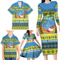 Palau Christmas Family Matching Long Sleeve Bodycon Dress and Hawaiian Shirt Chilling Santa Ungil Kurismas - Polynesian Pride