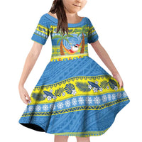 Palau Christmas Family Matching Off Shoulder Short Dress and Hawaiian Shirt Chilling Santa Ungil Kurismas - Polynesian Pride