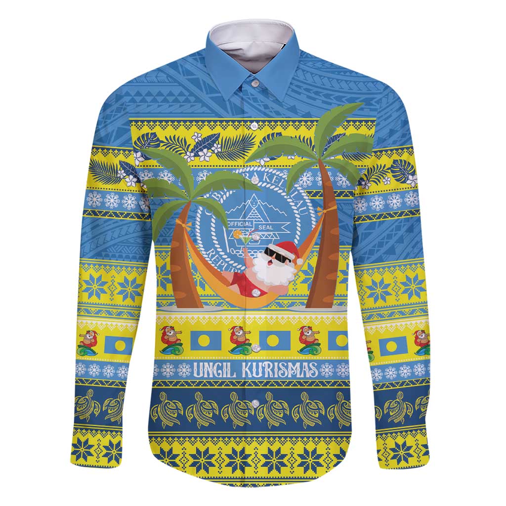 Palau Christmas Family Matching Short Sleeve Bodycon Dress and Hawaiian Shirt Chilling Santa Ungil Kurismas - Polynesian Pride