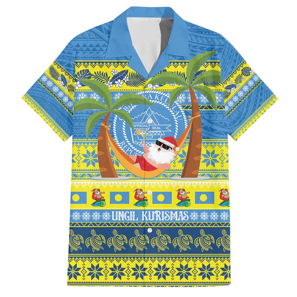 Palau Christmas Hawaiian Shirt Chilling Santa Ungil Kurismas - Polynesian Pride