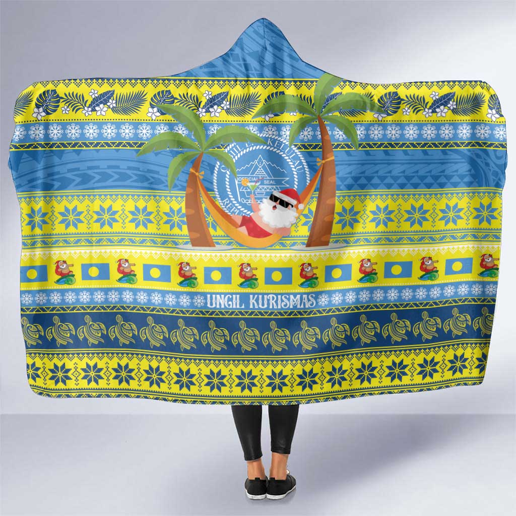 Palau Christmas Hooded Blanket Chilling Santa Ungil Kurismas - Polynesian Pride