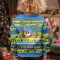 Palau Christmas Kid Ugly Christmas Sweater Chilling Santa Ungil Kurismas - Polynesian Pride