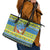 Palau Christmas Leather Tote Bag Chilling Santa Ungil Kurismas - Polynesian Pride