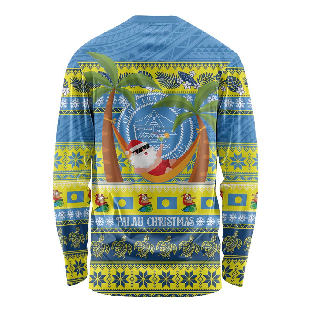 Palau Christmas Long Sleeve Shirt Chilling Santa Ungil Kurismas - Polynesian Pride