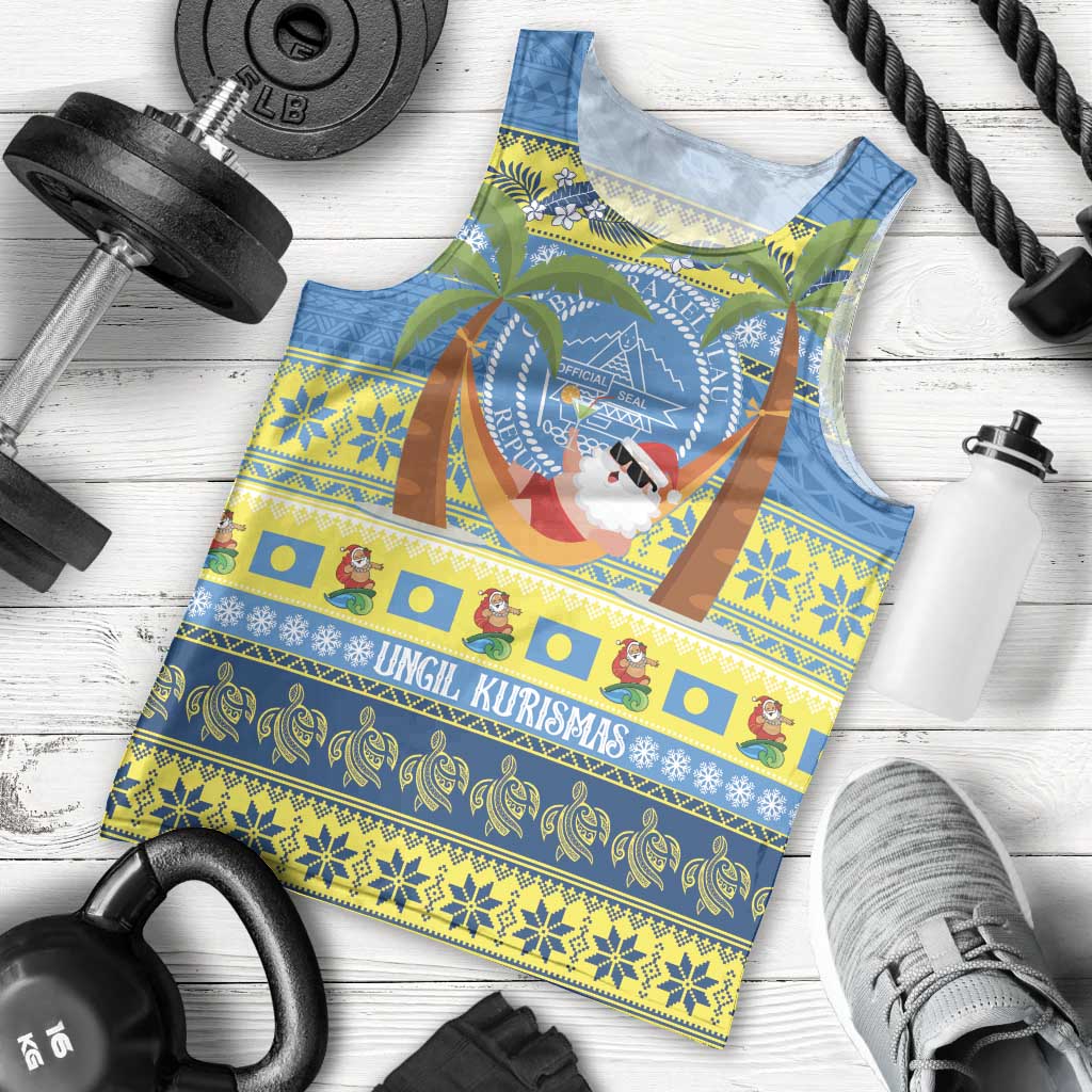 Palau Christmas Men Tank Top Chilling Santa Ungil Kurismas - Polynesian Pride