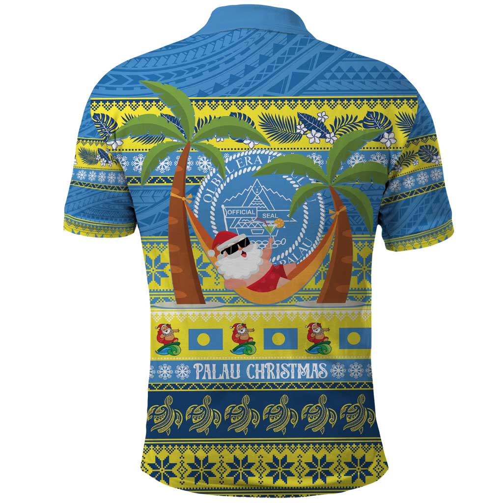 Palau Christmas Polo Shirt Chilling Santa Ungil Kurismas - Polynesian Pride