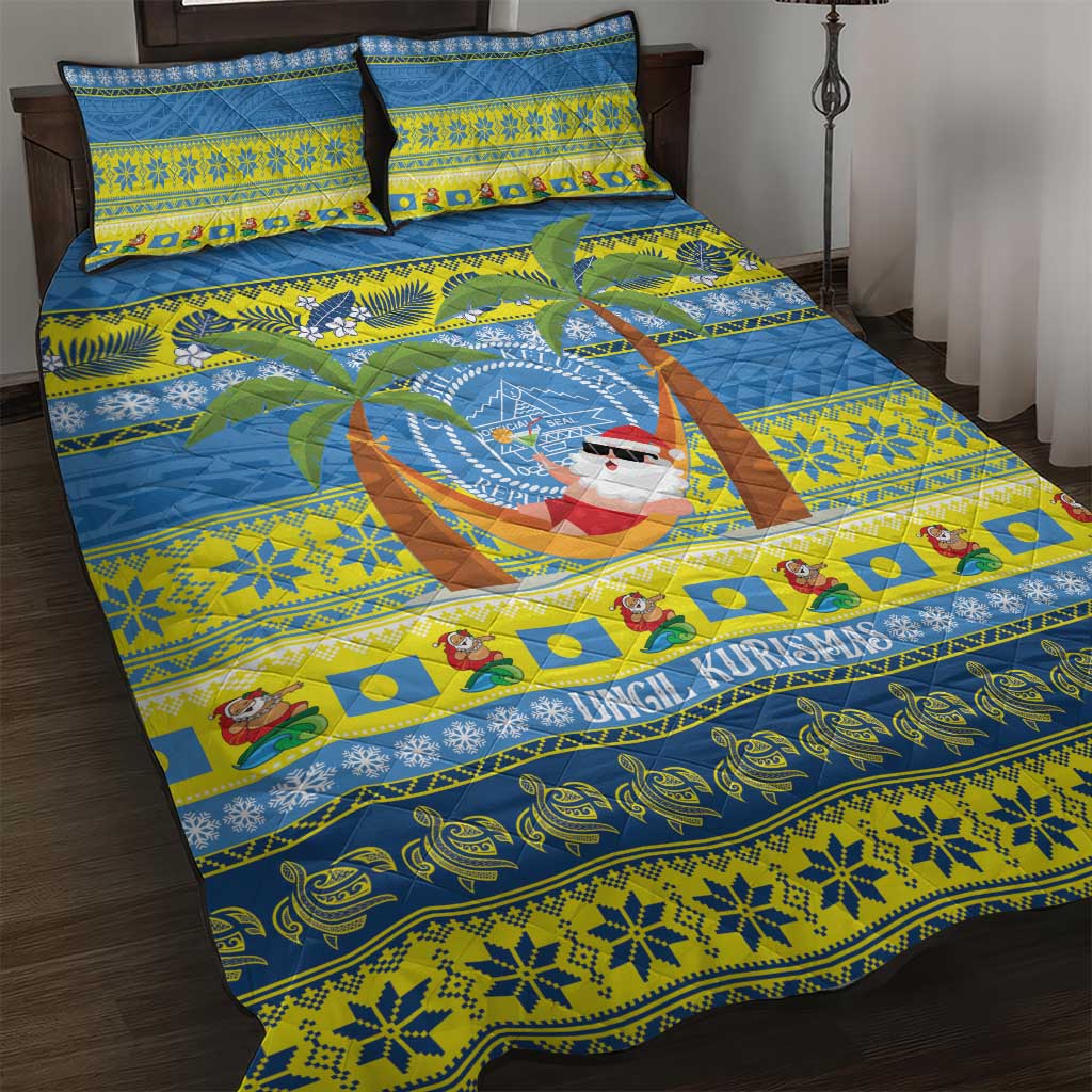 Palau Christmas Quilt Bed Set Chilling Santa Ungil Kurismas - Polynesian Pride