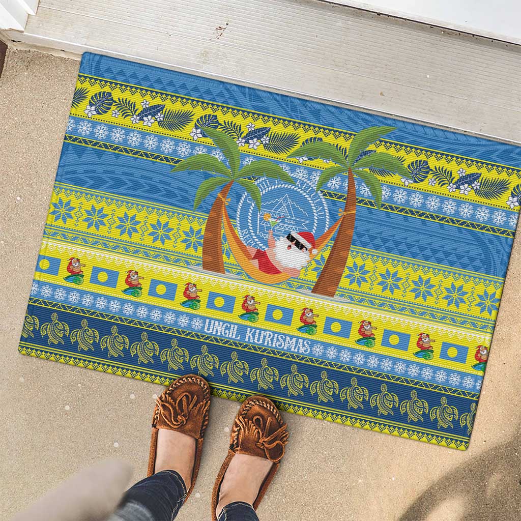 Palau Christmas Rubber Doormat Chilling Santa Ungil Kurismas - Polynesian Pride