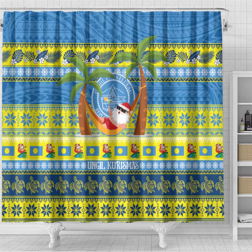 Palau Christmas Shower Curtain Chilling Santa Ungil Kurismas - Polynesian Pride