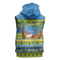 Palau Christmas Sleeveless Hoodie Chilling Santa Ungil Kurismas - Polynesian Pride