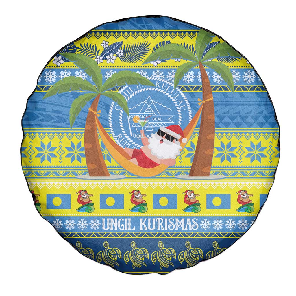 Palau Christmas Spare Tire Cover Chilling Santa Ungil Kurismas - Polynesian Pride