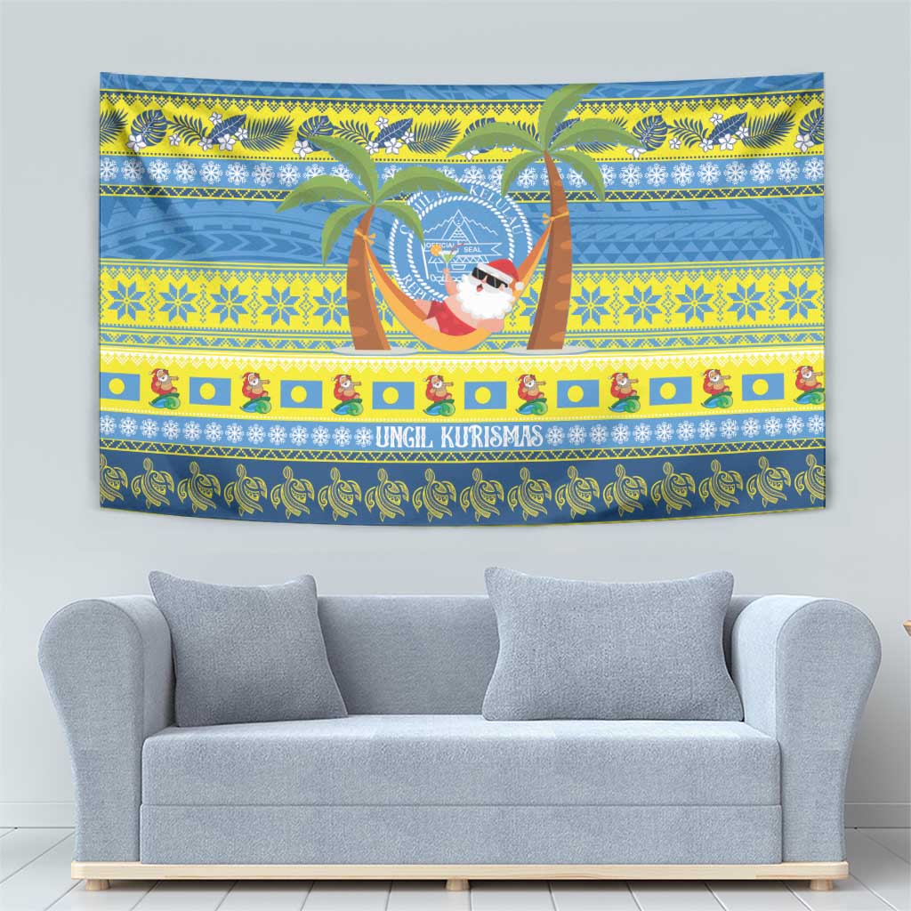 Palau Christmas Tapestry Chilling Santa Ungil Kurismas - Polynesian Pride