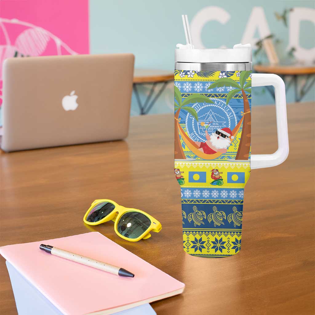 Palau Christmas Tumbler With Handle Chilling Santa Ungil Kurismas - Polynesian Pride