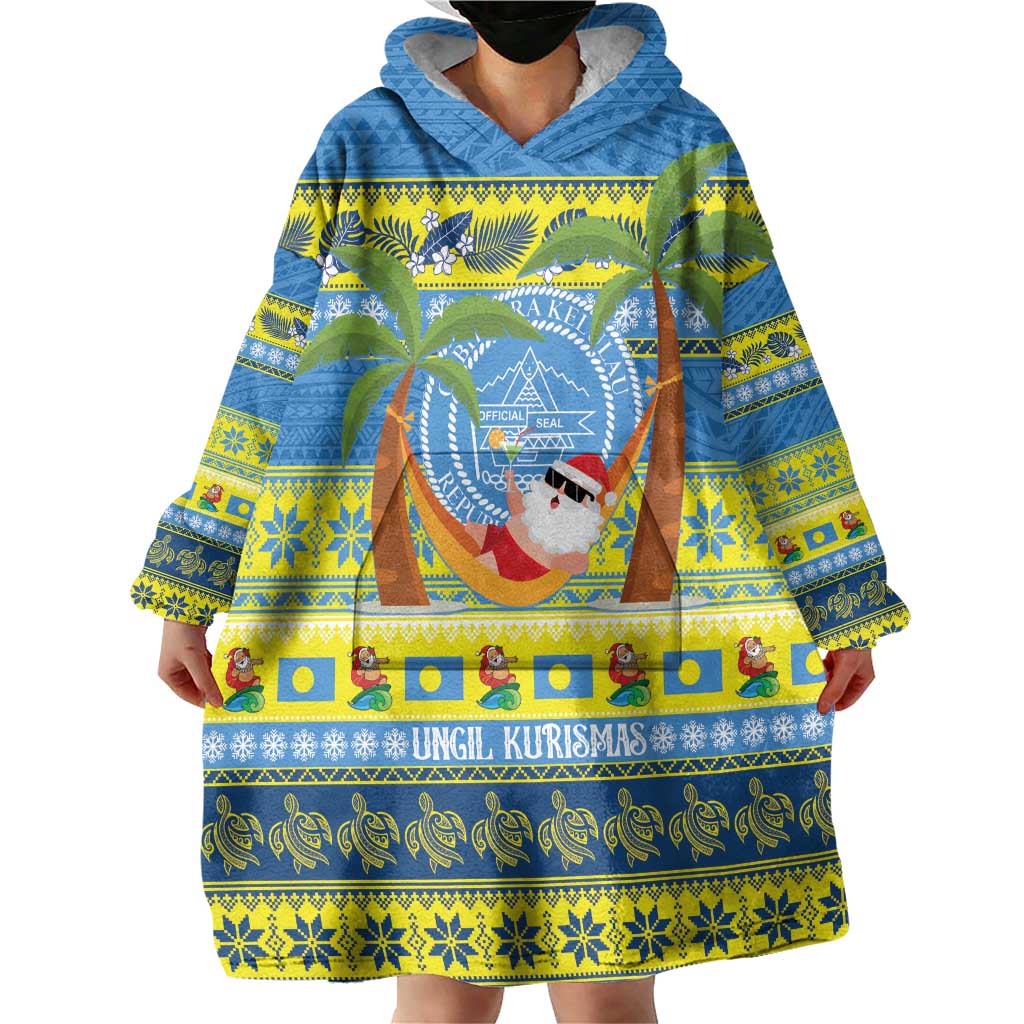 Palau Christmas Wearable Blanket Hoodie Chilling Santa Ungil Kurismas - Polynesian Pride